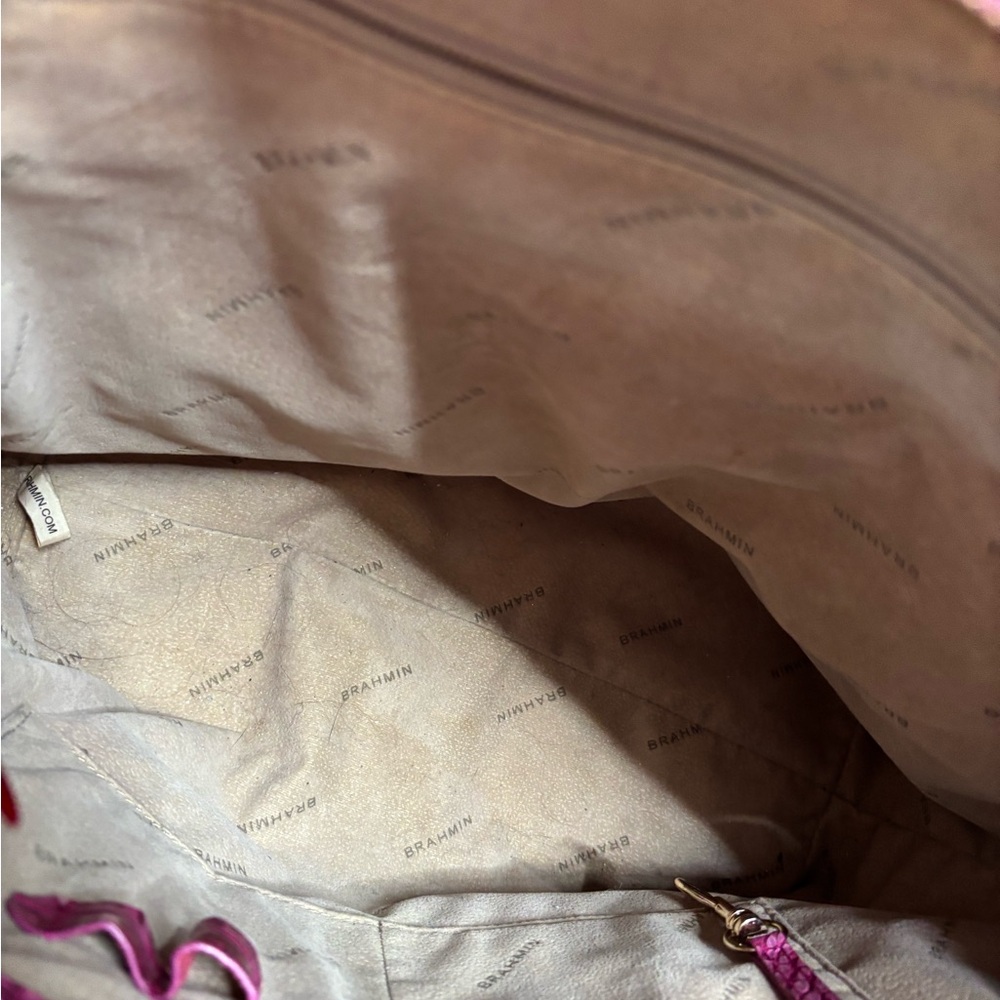 Brahmin Fuchsia Embossed Shoulder Bag - Picture 2 of 3